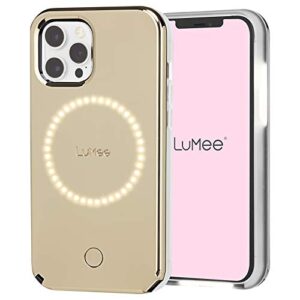 lumee halo by case-mate - light up selfie case for iphone 12 pro max (5g) - front & rear illumination - 6.7 inch - halo gold