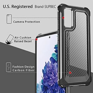 Galaxy S20 Case, Slim Carbon Fiber Shockproof Protective Cover with Screen Protector [x2] [Military Grade Drop Protection] [Anti Scratch&Fingerprint], Samsung S20 Case, 6.2", Black