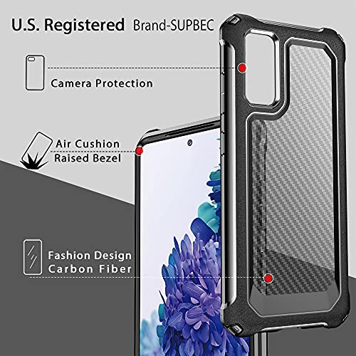 Galaxy S20 Case, Slim Carbon Fiber Shockproof Protective Cover with Screen Protector [x2] [Military Grade Drop Protection] [Anti Scratch&Fingerprint], Samsung S20 Case, 6.2", Black