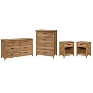home square 4 piece bedroom set with dresser chest and 2 nightstands in sindoori mango