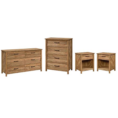 Home Square 4 Piece Bedroom Set with Dresser Chest and 2 Nightstands in Sindoori Mango