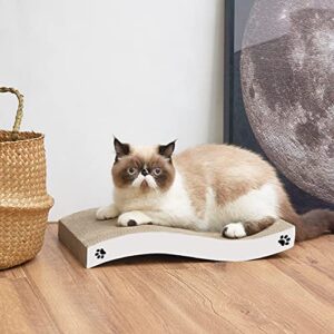 Conlun Cat Scratcher Cat Scratch Pads with Premium Scratch Textures Wave Curved Shape Design No More Torn Cardboard Reversible Anti-Slip Durable Cardboard Cat Scratcher - 2 Pack