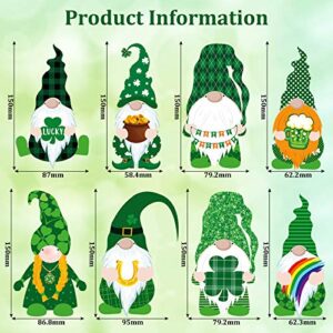 40 Pieces St. Patrick's Day Cut-Outs Irish Stickers Gnomes Cut-Outs Classroom Decoration with Glue Point Dots for St. Patricks Day Party Decorations Bulletin Board School Party Supplies, 8 Designs