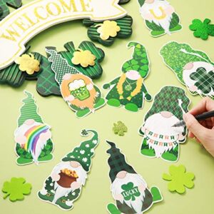 40 Pieces St. Patrick's Day Cut-Outs Irish Stickers Gnomes Cut-Outs Classroom Decoration with Glue Point Dots for St. Patricks Day Party Decorations Bulletin Board School Party Supplies, 8 Designs