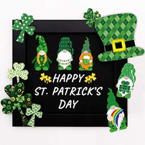 40 Pieces St. Patrick's Day Cut-Outs Irish Stickers Gnomes Cut-Outs Classroom Decoration with Glue Point Dots for St. Patricks Day Party Decorations Bulletin Board School Party Supplies, 8 Designs