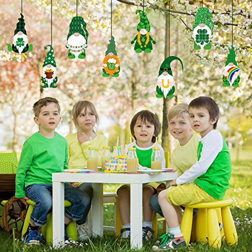 40 Pieces St. Patrick's Day Cut-Outs Irish Stickers Gnomes Cut-Outs Classroom Decoration with Glue Point Dots for St. Patricks Day Party Decorations Bulletin Board School Party Supplies, 8 Designs