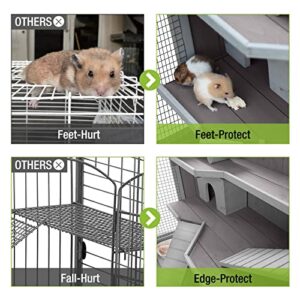 Guinea Pig Cage Hamster Cage 3 Levels Small Animal Cages with Chewing Toy, Food Bowl, Seesaw, Hideout and Plastic Tray…