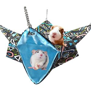 LEFTSTARER Pet Small Animal Hanging Hammock Ferret Hammock Bunkbed Cage Toy for Hamster Sugar Glider Parrot Guinea Pig Hideout (Geometry)