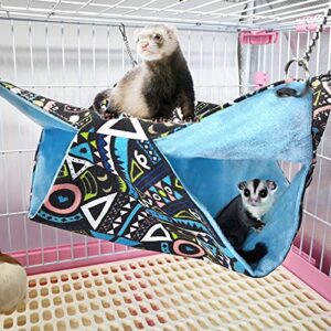 LEFTSTARER Pet Small Animal Hanging Hammock Ferret Hammock Bunkbed Cage Toy for Hamster Sugar Glider Parrot Guinea Pig Hideout (Geometry)