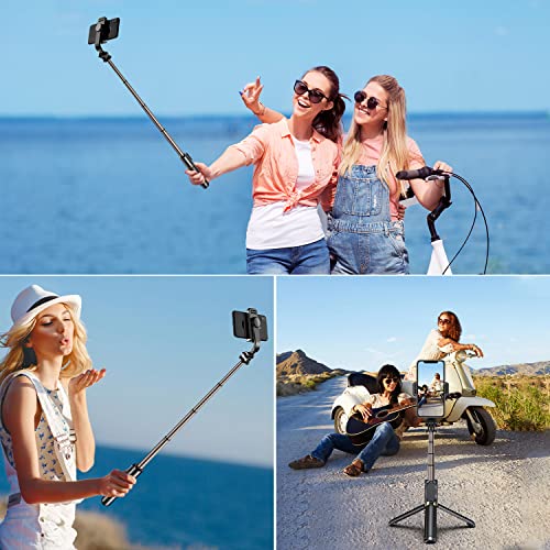 Blukar Selfie Stick, 4 in 1 Extendable Bluetooth Selfie Stick Tripod - 360° Rotation Stable Tripod Stand with Detachable Wireless Remote, Compatible with GoPro, Small Camera and Smartphones(4.7-6.7")