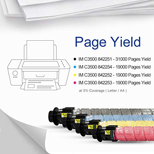 GREENRHINO Remanufactured (High Yield) Toner Cartridge Replacement for Ricoh IM C3000 / IM C3500-842251, 842252, 842253, 842254 (1 Black, 1 Yellow, 1 Magenta, 1 Cyan, 4-Pack)