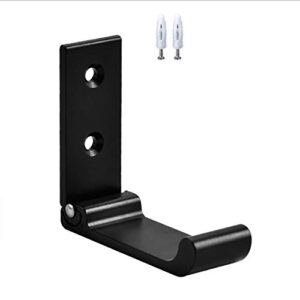 Foldable Wall Hook, 2PCS Aluminum Headphone Holder, Invisible Wall Mount Clothes Hook, Towel Hook Holder, Wall Hook Holder for Coat, Clothes, Kitchen / Bathroom/ Office/ Living Room/ Cabinet (Black)