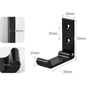 Foldable Wall Hook, 2PCS Aluminum Headphone Holder, Invisible Wall Mount Clothes Hook, Towel Hook Holder, Wall Hook Holder for Coat, Clothes, Kitchen / Bathroom/ Office/ Living Room/ Cabinet (Black)