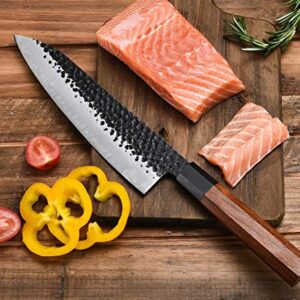 YAIBA 8 Inch Chef Knife Professional Japanese Chef Knife 3 layers 9CR18MOV Clad Steel Japanese Kitchen Knives Gyuto Knife Sushi Knife for Kitchen
