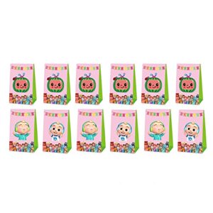 click15 gift 12pcs favor theme birthday party snack bags, bags candytreat bags, supplies, pink