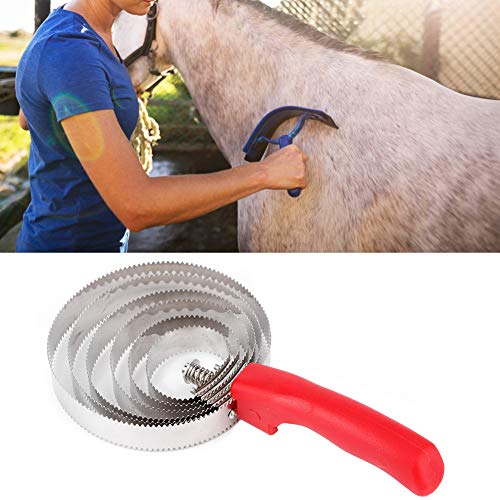 Horse Itching Brush, Shedding Blade Double Side Stainless Steel Brush Scraper with Soft Hand Grip for Large Horse