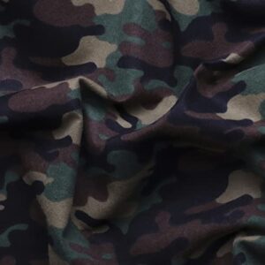 Mook Fabrics Flannel PRT Camo, Army, 15 Yard Bolt