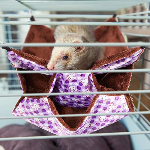 3 Pieces Small Pet Cage Hammock Small Animal Hanging Hammock 3 Tier Pet Hanging Bed Small Animal Cage Accessories Bedding for Hamster Parrot Sugar Glider Ferrets Rat Chinchilla Playing and Sleeping