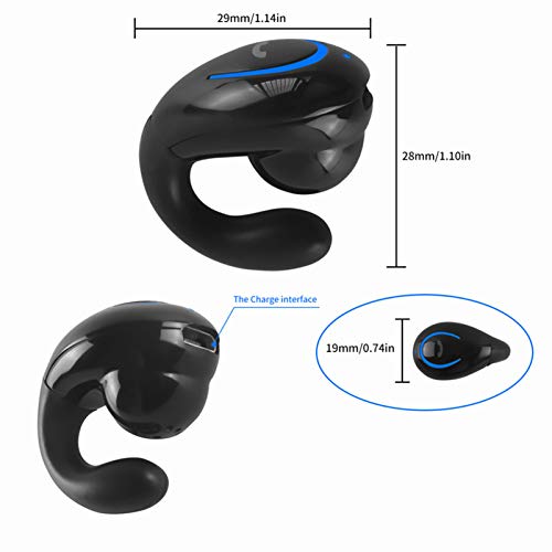 Bluetooth Headset, Sunffice Single Ear BT5.0 Ultralight Wireless Headphone Cell Phone Earpiece Ear Clip with Mic, Noise Canceling Handsfree Driving Earbud for iPhone, Android,Samsung Smartphone(Black)