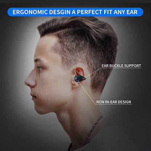 Bluetooth Headset, Sunffice Single Ear BT5.0 Ultralight Wireless Headphone Cell Phone Earpiece Ear Clip with Mic, Noise Canceling Handsfree Driving Earbud for iPhone, Android,Samsung Smartphone(Black)