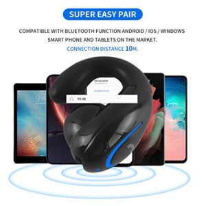 Bluetooth Headset, Sunffice Single Ear BT5.0 Ultralight Wireless Headphone Cell Phone Earpiece Ear Clip with Mic, Noise Canceling Handsfree Driving Earbud for iPhone, Android,Samsung Smartphone(Black)