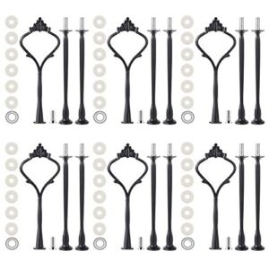 6 set tiered tray hardware for cake stand mold crown 3 tier cake stand fittings hardware holder for wedding and party making resin cupcake dessert platter serving stand(black)