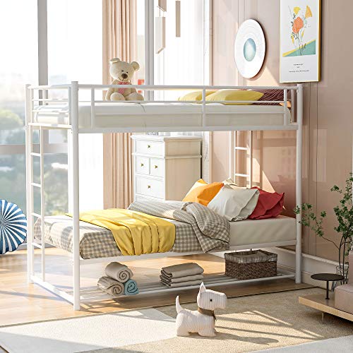 Twin Over Twin bunk Bed with Storage (White)