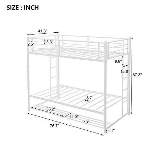 Twin Over Twin bunk Bed with Storage (White)