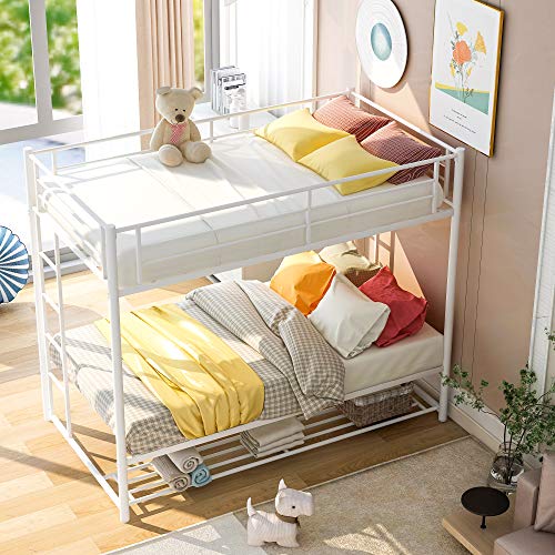 Twin Over Twin bunk Bed with Storage (White)