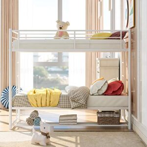 Twin Over Twin bunk Bed with Storage (White)