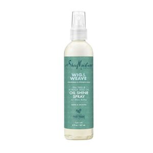 sheamoisture oil shine hair spray for wig and weave, tea tree and borage seed oil, paraben-free hair shine spray, 8 fl oz