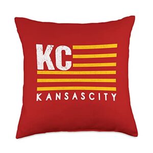 kansas city fanatics red & yellow kansas city usa red american flag kc throw pillow, 18x18, multicolor