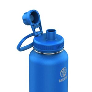 Takeya Actives Insulated Stainless Steel Water Bottle with Spout Lid, 40 Ounce, Cobalt