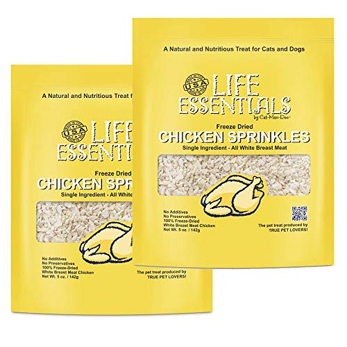 LIFE ESSENTIALS BY CAT-MAN-DOO All Natural Freeze Dried Chicken Crushed Sprinkles Powder for Dogs & Cats - No Fillers, Preservatives, or Additives - No Grain Tasty Treat