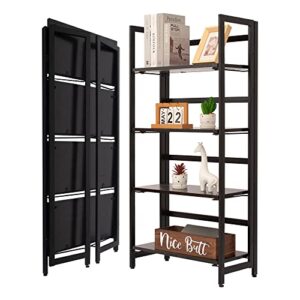 coral flower accent utility 4-tier folding bookshelf standing shelf units display rack storage shelf industrial style utility shelving with metal frame & wood layer