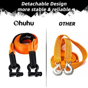 Tow Straps with Shackles, Ohuhu Heavy Duty 3" x 20ft Recovery Strap Kit with Hooks, 31,944 lbs Break Strength, Triple Reinforced Loop & Protective Sleeves, 3/4" D-Ring Shackles for Truck Jeep SUV ATV