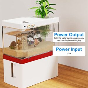 Insputer Mini Fish Tank with Filter and LED Light 1 Gallon Betta Aquarium Tropical Freshwater Phone & Pad Holder Hydroponic Plants Basket for Office Home Desk Use