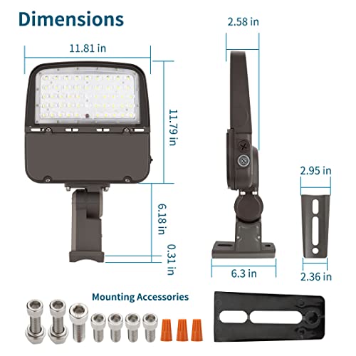 Xbuyee 150W LED Parking Lot Light with Dusk to Dawn Photocell, Dimmable Commercial Outdoor Shoebox Lights with Arm Mount, 130LM/W 5000K 100-277V IP65, Power Selectable (75W/100W/150W) ETL