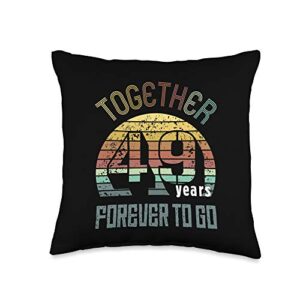 best marriage anniversary gifts - family apparel 49th years wedding anniversary gifts for couples matching 49 throw pillow, 16x16, multicolor