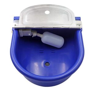 minyulua automatic waterer bowl large horse waterer with float valve and drain plug automatic water feeder dispenser bowl for sheep dog horse cow pig plastic (dark blue)