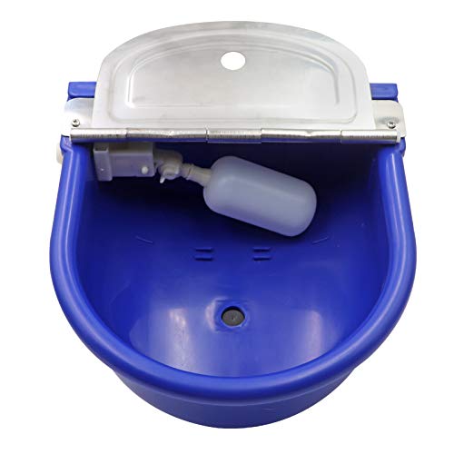 MINYULUA Automatic Waterer Bowl Large Horse Waterer with Float Valve and Drain Plug Automatic Water Feeder Dispenser Bowl for Sheep Dog Horse Cow Pig Plastic (Dark Blue)