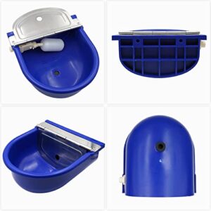 MINYULUA Automatic Waterer Bowl Large Horse Waterer with Float Valve and Drain Plug Automatic Water Feeder Dispenser Bowl for Sheep Dog Horse Cow Pig Plastic (Dark Blue)