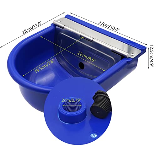 MINYULUA Automatic Waterer Bowl Large Horse Waterer with Float Valve and Drain Plug Automatic Water Feeder Dispenser Bowl for Sheep Dog Horse Cow Pig Plastic (Dark Blue)