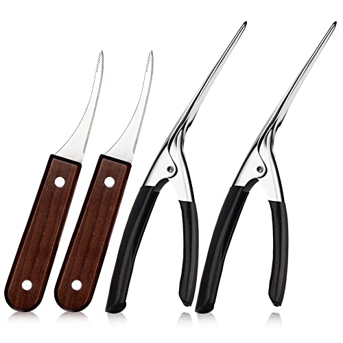 4 PCS Shrimp Deveiner Tool and Peeler, Stainless Steel Shrimp Peeler and Shrimp Cleaner Knife, Easy to Use Shrimp Deveiner, Kitchen Tools