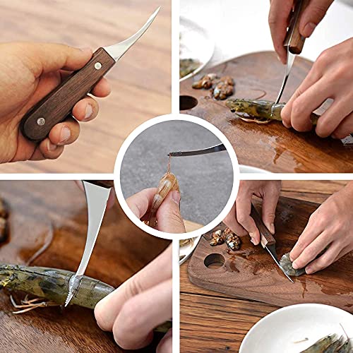 4 PCS Shrimp Deveiner Tool and Peeler, Stainless Steel Shrimp Peeler and Shrimp Cleaner Knife, Easy to Use Shrimp Deveiner, Kitchen Tools