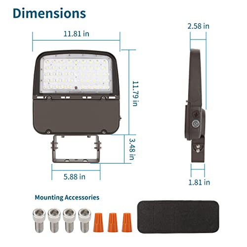 Xbuyee 150W LED Parking Lot Light with Dusk to Dawn Photocell, Dimmable Commercial Outdoor Shoebox Lights with Trunnion Mount, 130LM/W 5000K 100-277V IP65, Power Selectable (75W/100W/150W) ETL Listed