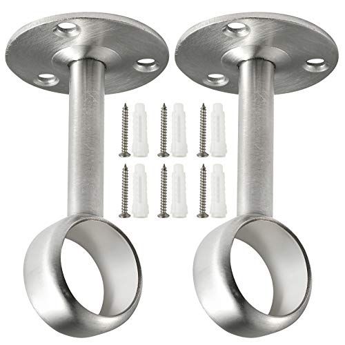 Creatyi Heavy Duty Closet Rod Brackets Closet Shower Curtain Rod Bracket Ceiling-Mount Brackets Closet Rod Holders Closet Pole Sockets Closet Rod Supports for 1 Inch Rod (2 PCS, Silver)