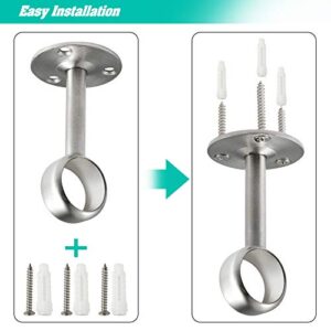 Creatyi Heavy Duty Closet Rod Brackets Closet Shower Curtain Rod Bracket Ceiling-Mount Brackets Closet Rod Holders Closet Pole Sockets Closet Rod Supports for 1 Inch Rod (2 PCS, Silver)