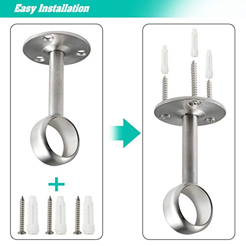 Creatyi Heavy Duty Closet Rod Brackets Closet Shower Curtain Rod Bracket Ceiling-Mount Brackets Closet Rod Holders Closet Pole Sockets Closet Rod Supports for 1 Inch Rod (2 PCS, Silver)