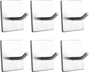 tysun 6 pack self adhesive hooks heavy duty for kitchen bathroom stick on hooks for hanging towel hangers coat hooks for bathroom door adhesive